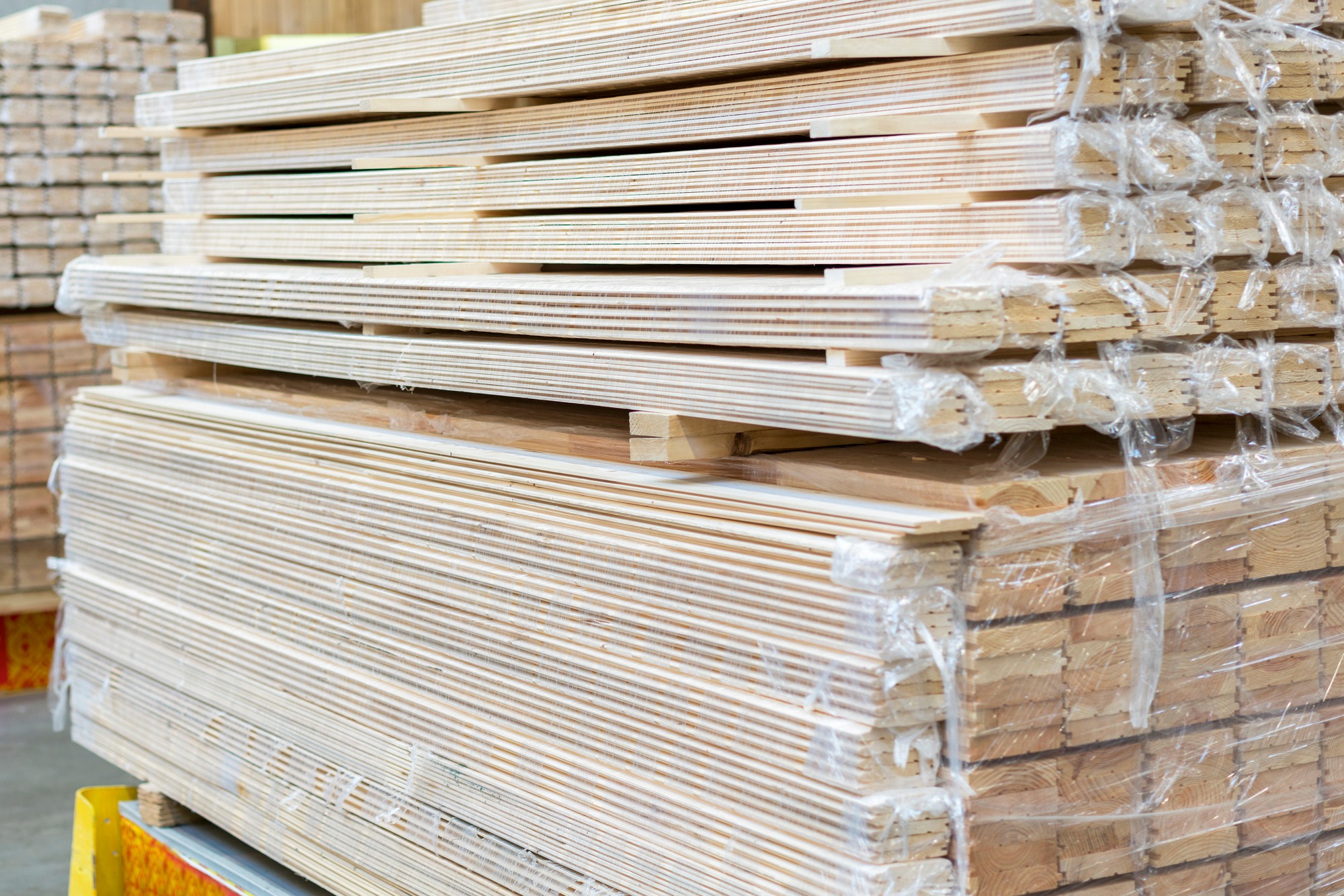 Packed boards in the building store